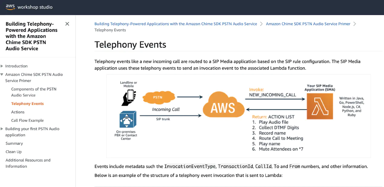 Day 2 - AWS Workshops Building Telephony-Powered Applications