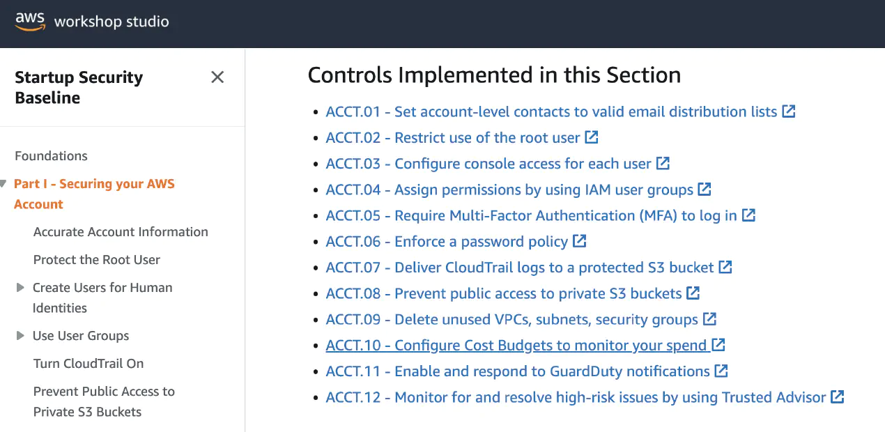 Day 3 - AWS Workshops Startup Security Baseline